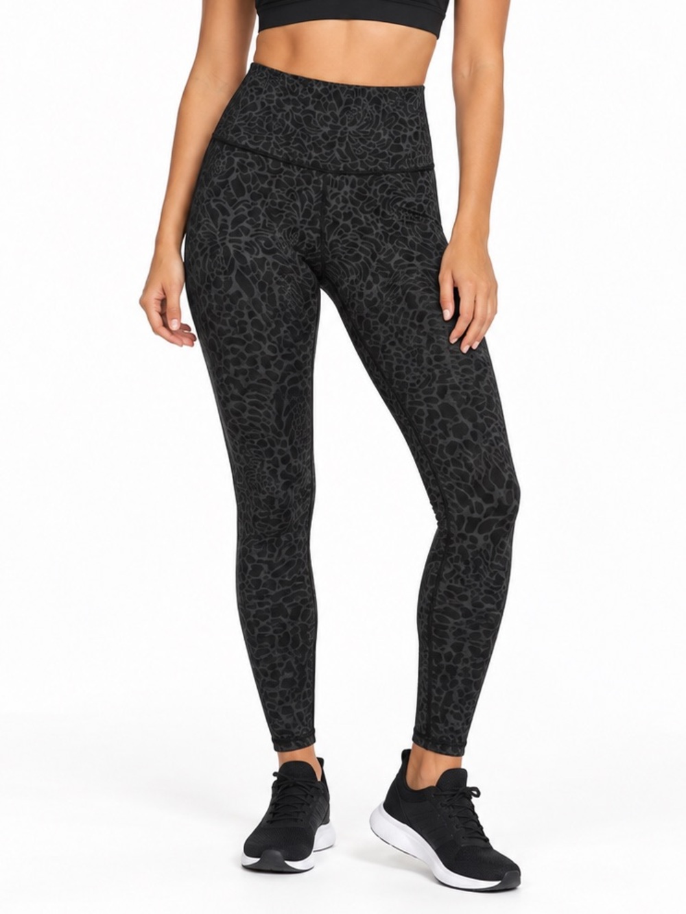 Lululemon Black Tonal Floral High Rise Leggings NWOT Full Length